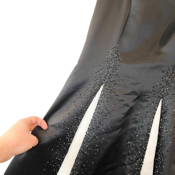 Cache Vtg Black Satin Beaded Formal Prom Ball Gown Y2K 90s Dress Masquerade Whit - Picture 4 of 8